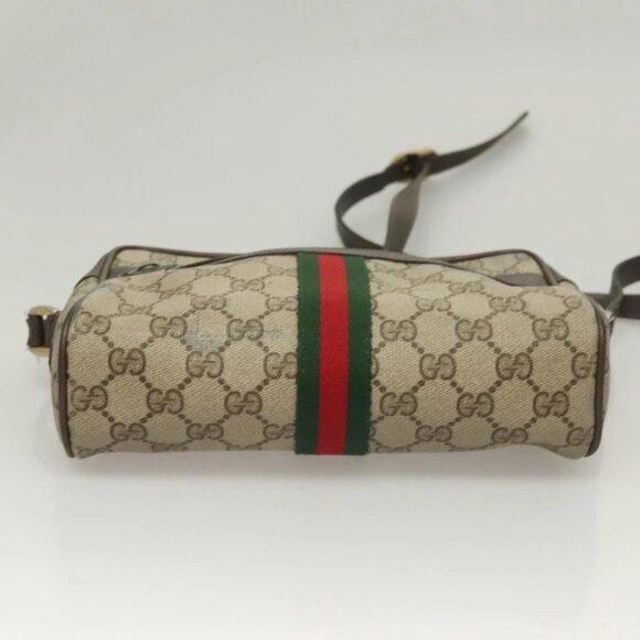 GUCCI GG Supreme Web Sherry Line Bag PVC Beige Gold 75 02 004 Auth BA3807 - Picture 7 of 16